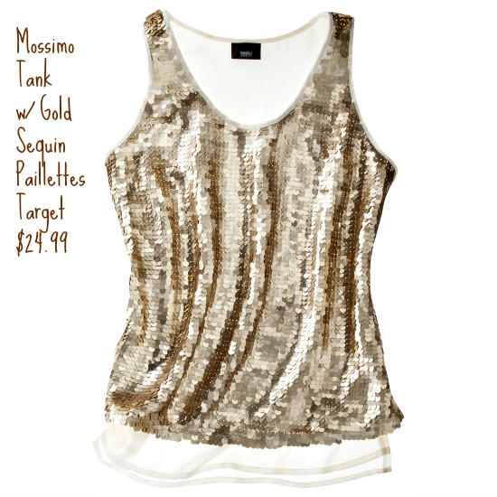 Mossimo_Tank_sequin_mamalatinatips Blusa de lentejuelas doradas de Mossimo