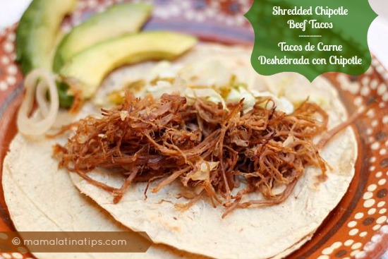 Shredded beef tacos deshebrada