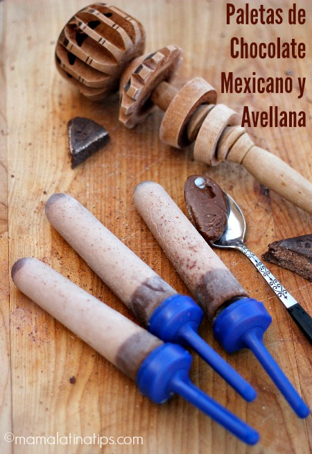 Paletas de chocolate mexicano y avellana