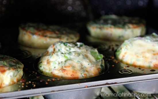ham, broccoli and parmessan mini frittatas in oven