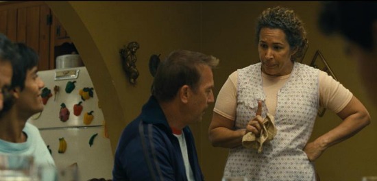 Scene of McFarland USA with Kevin Costner and Mrs. Díaz