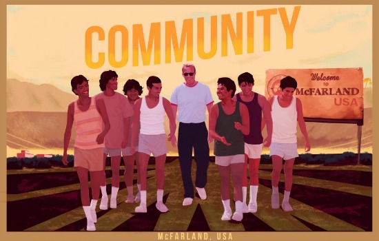 Poster de la película de Disney McFarland USA que muestra 7 muchachos y un entrenador