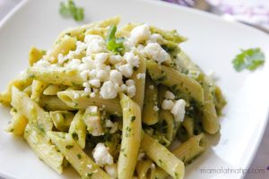 Penne pasta with salsa verde by mamalatinatips.com
