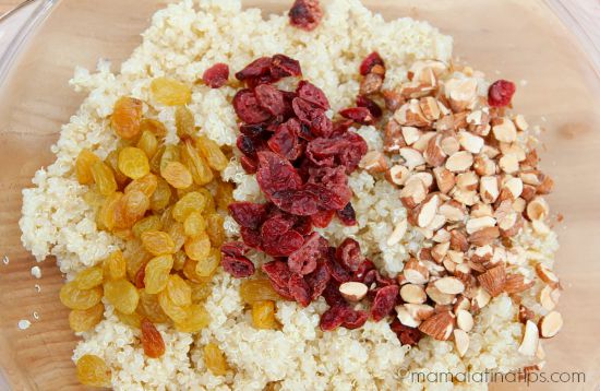 quinoa, raisins, cranberries and almonds