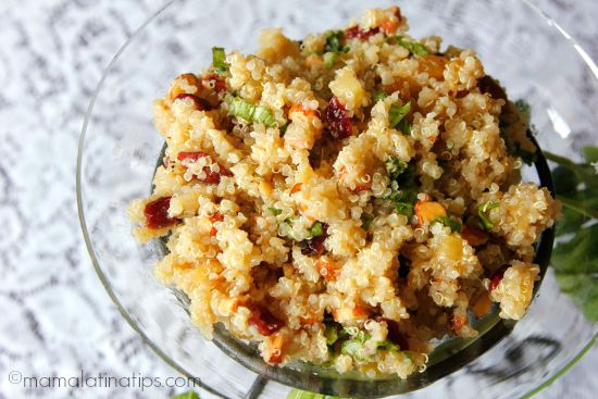 Sweet and sour quinoa salad by mamalatinatips.com