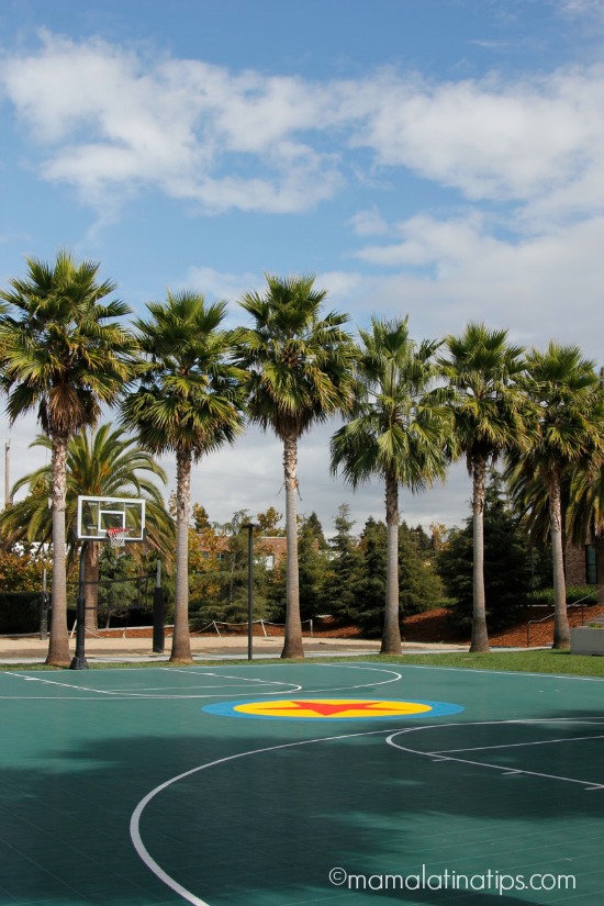 Pixar baseball court and trees