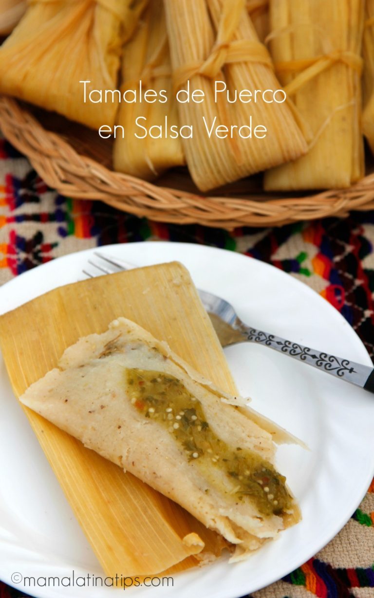 Tamales de puerco en salsa verde by mamalatinatips.com