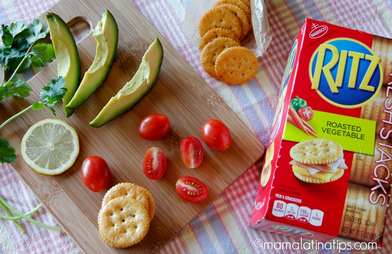 tomatoes, avocado and Ritz crackers - mamalatinatips.com