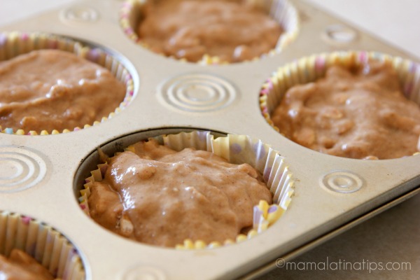 Apple strawberry breakfast muffins batter - mamalatinatips.com