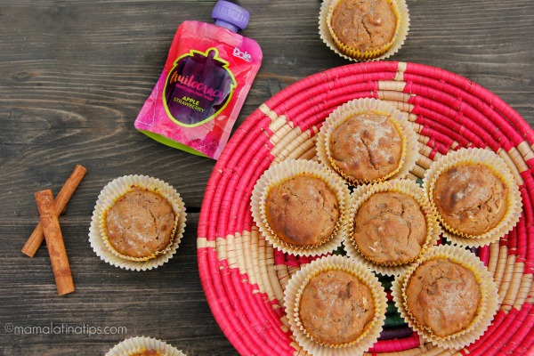 Apple-strawberry breakfast muffins by mamalatinatips.com