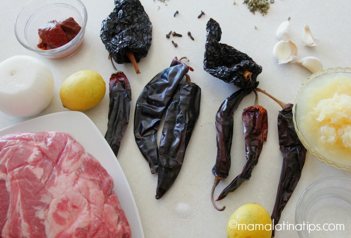 Ingredientes para Tacos al Pastor. Mamalatinatips.com