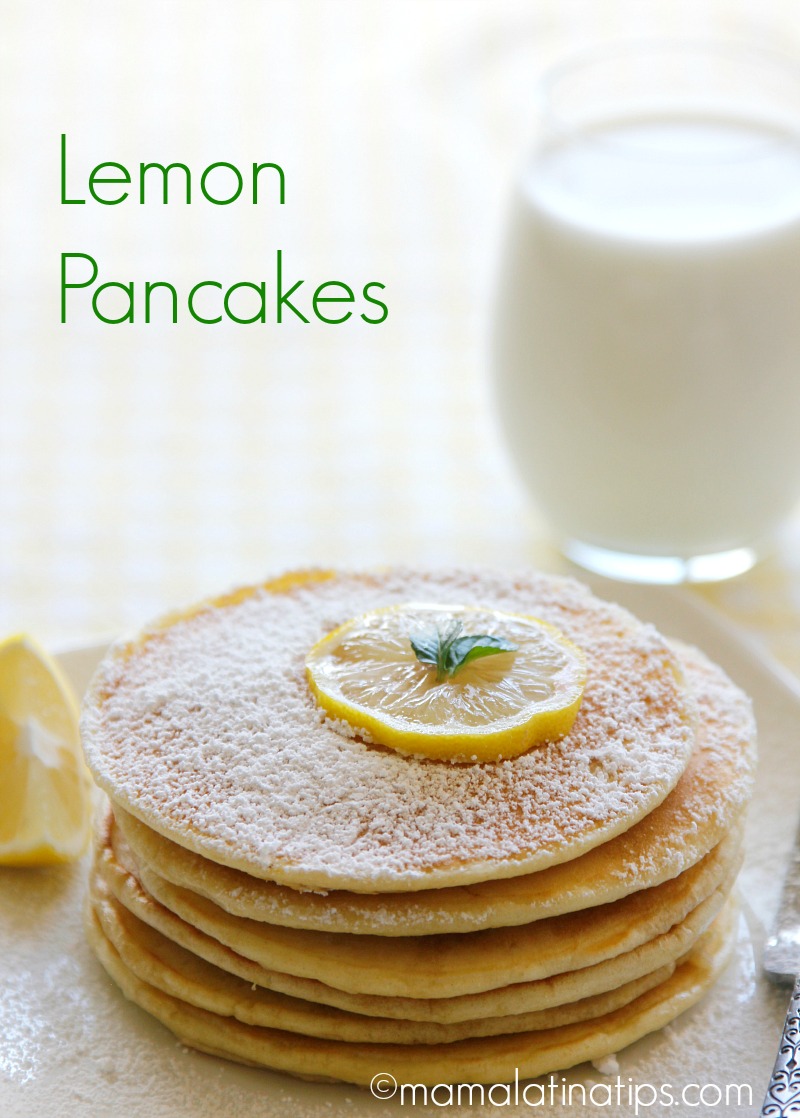 Lemon Pancakes with Berry Compote by mamalatinatips.com