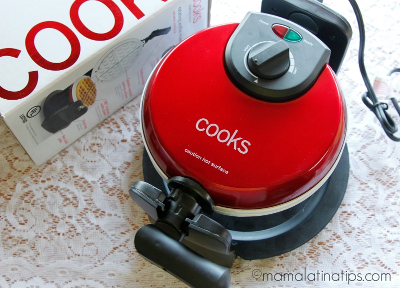 Cooks waffle maker red for Easter waffles by mamalatinatips.com