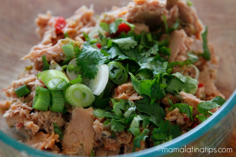 Tuna with jalapeño, green onions and cilantro