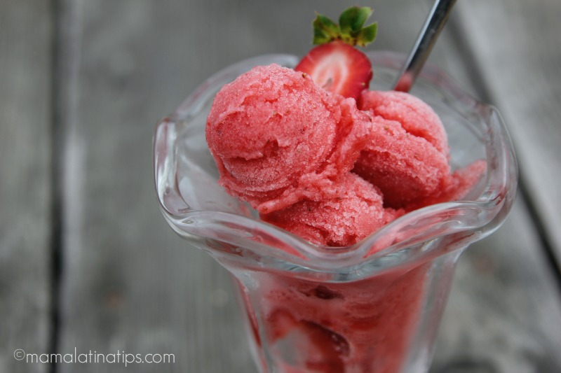 Strawberry-Ginger Sorbet in a glass