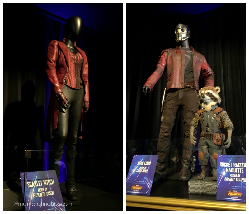 Scarlet Witch, Star Lord and Rocket costumes at the Avengers: Infinity War World Premiere