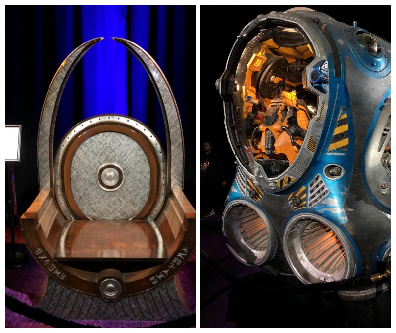 Wakanda's Throne and Guardians of the Galaxy Space Pod at the Avengers: Infinity War World Premier