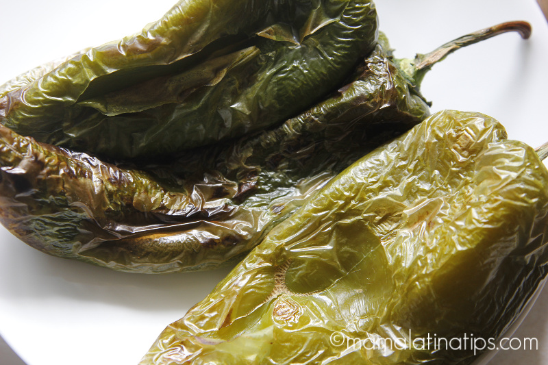 Grilled poblano peppers