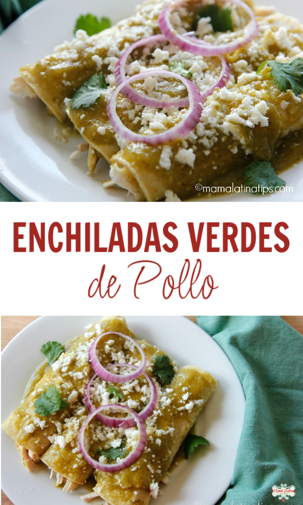 Enchiladas Verdes de Pollo Chicken Enchiladas in Green Sauce • Mama Latina Tips