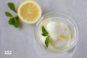 lemon mint sorbet in a cup
