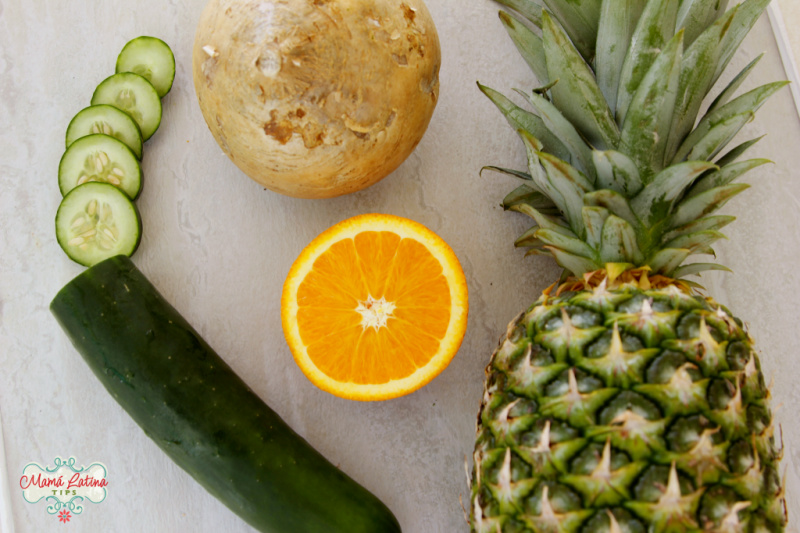 cucumber, jicama, orange and pineapple