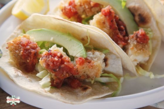 Easy Breaded Fish Tacos with Chipotle Salsa