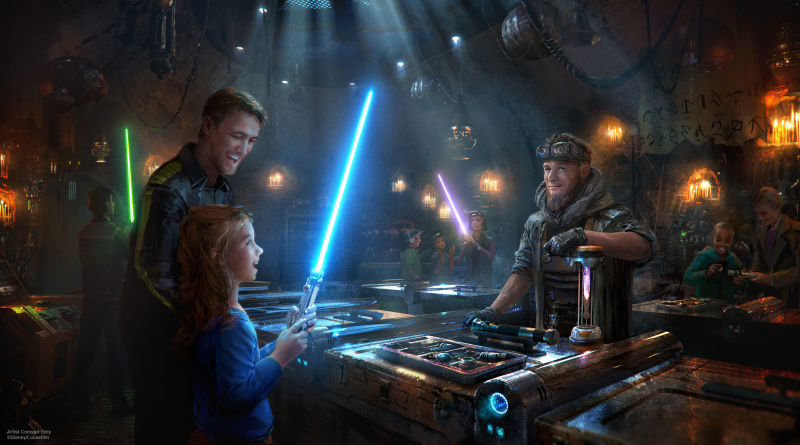 Creative poster of Savis Workshop at Star Wars Galaxy's Edge in Disneyland