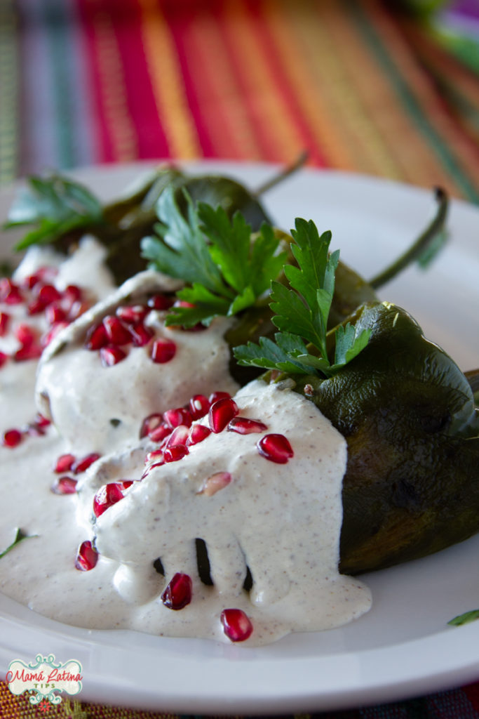 Trio of chiles en nogada (stuffed poblano peppers in walnut sauce)