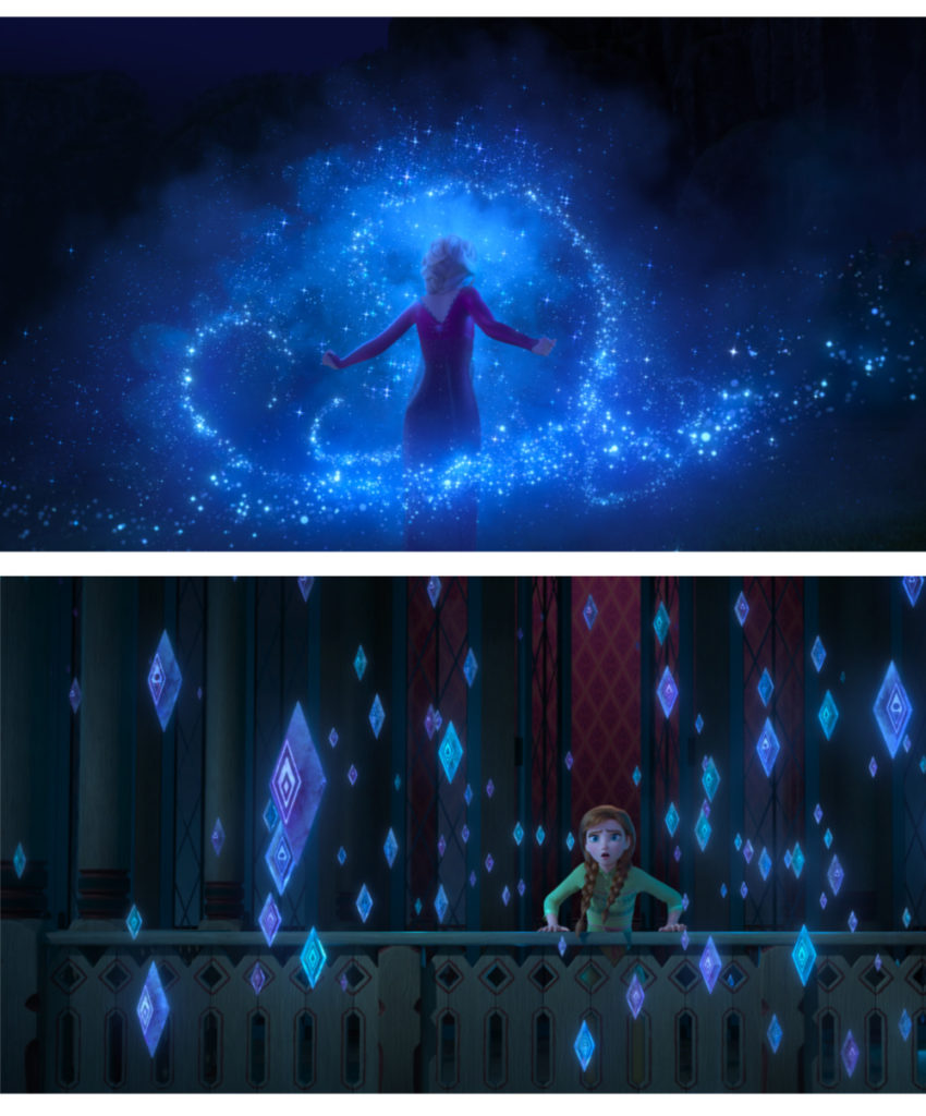 escenas de Frozen 2 de la magia de Elsa