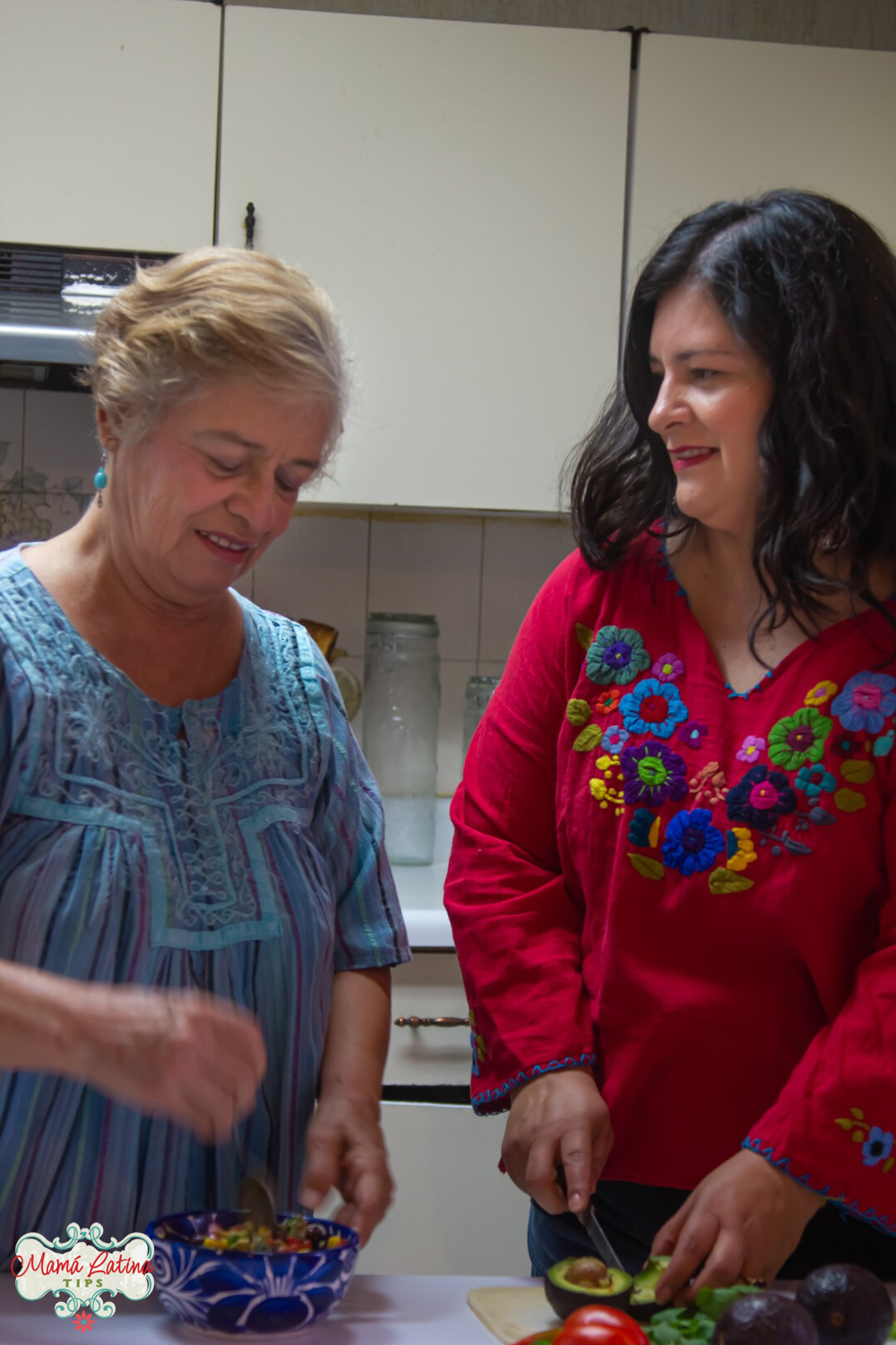 mom and daughter in kitchen