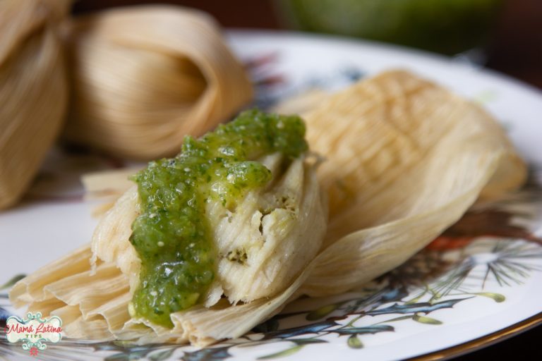 tamales with salsa verde