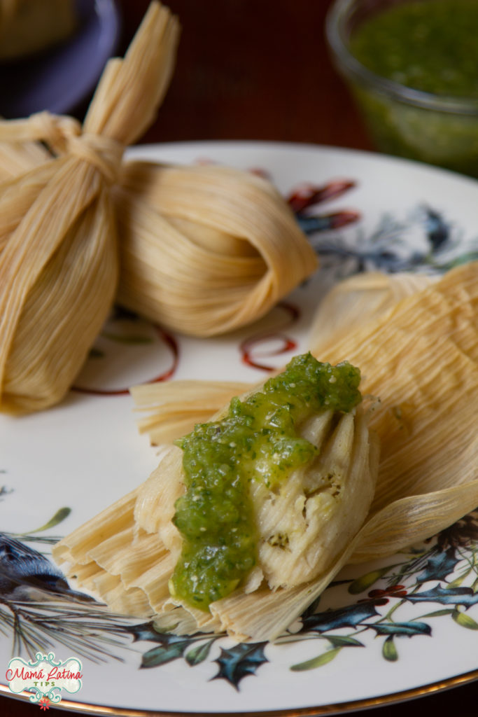 green tamales with chicken