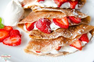 neapolitan crepes with fresh strawberries