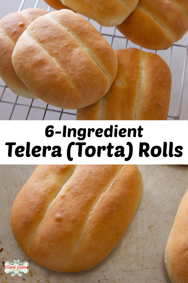 collage that says 6-ingredient Telera Torta Rolls