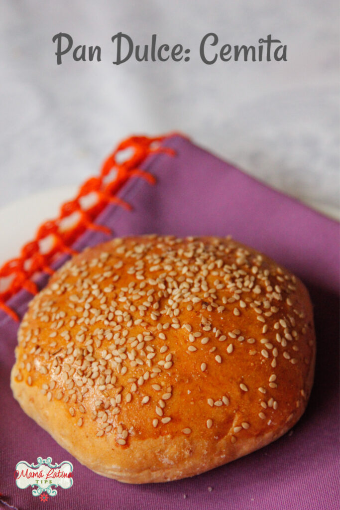 a Mexican bread called cemita with sesame seeds on top