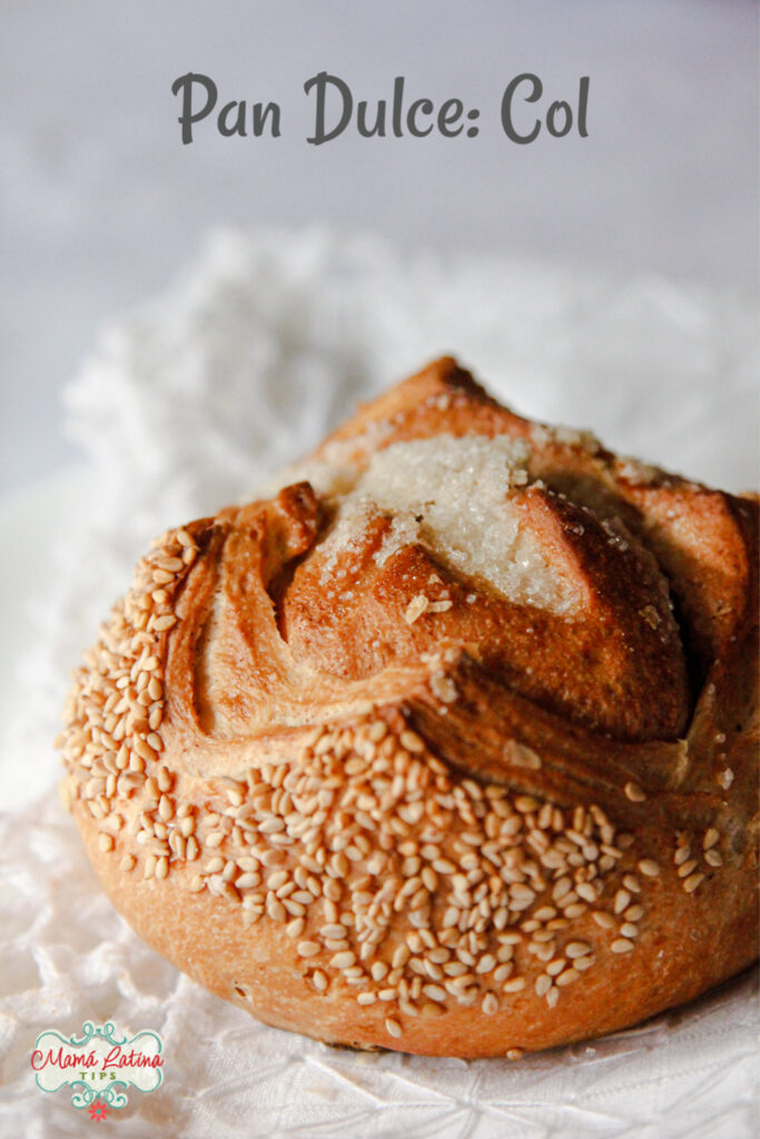 Bread with sesame seeds on top of a white table