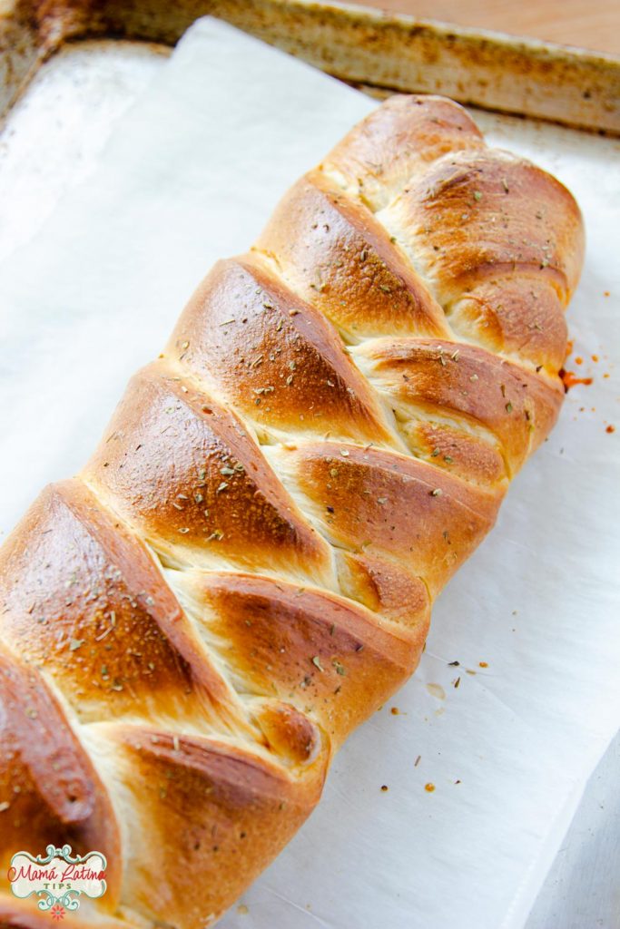braid bread on a baking sheet