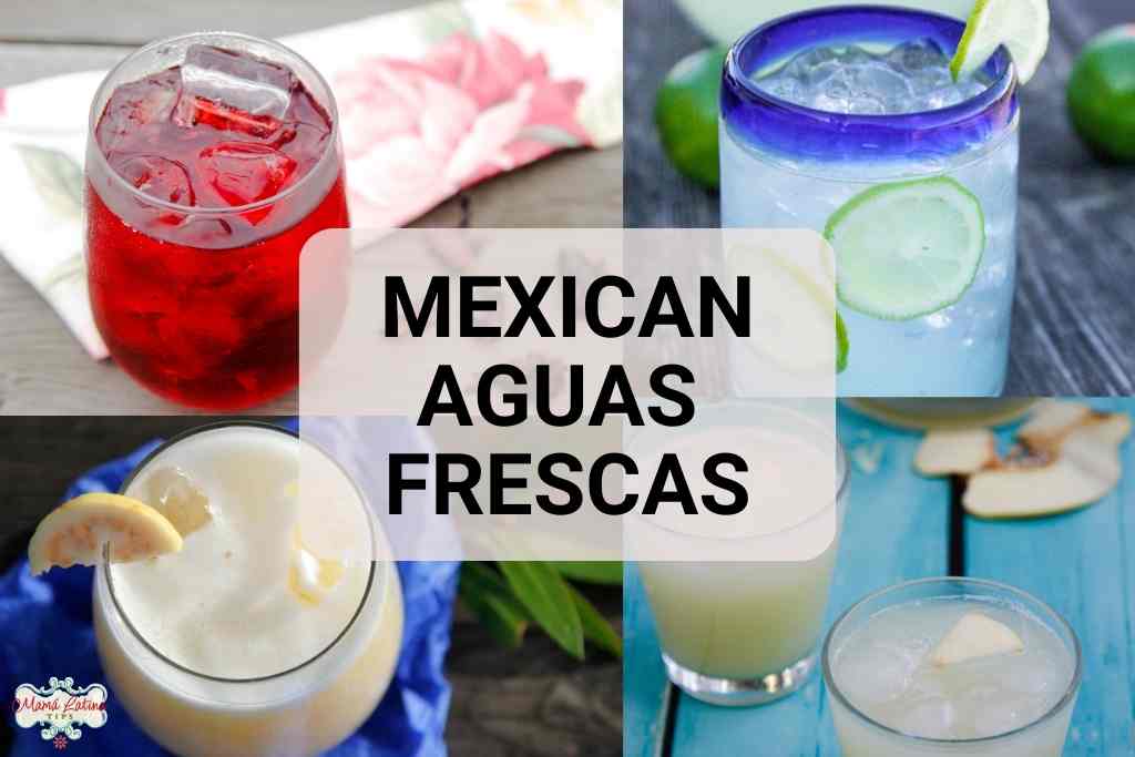 A collage of Mexican aguas frescas.